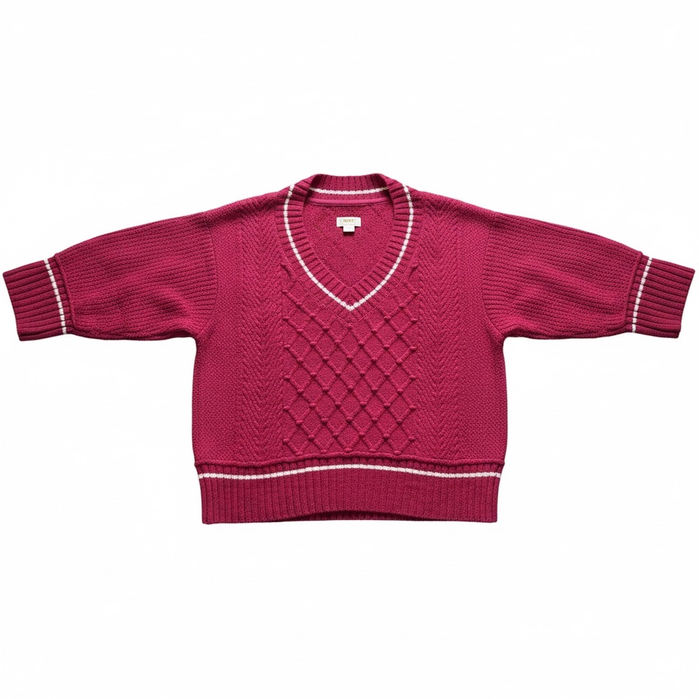 Anthropologie Maeve Hot Pink “Tilly” V-Neck Sweater - Picture 2 of 5